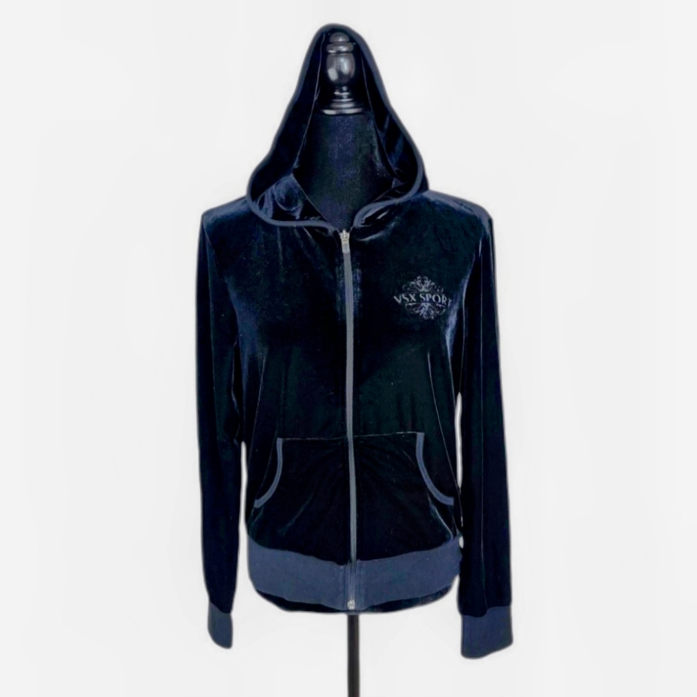 VSX Sport -- Black Velour Full Zip Up Hoodie Jacket